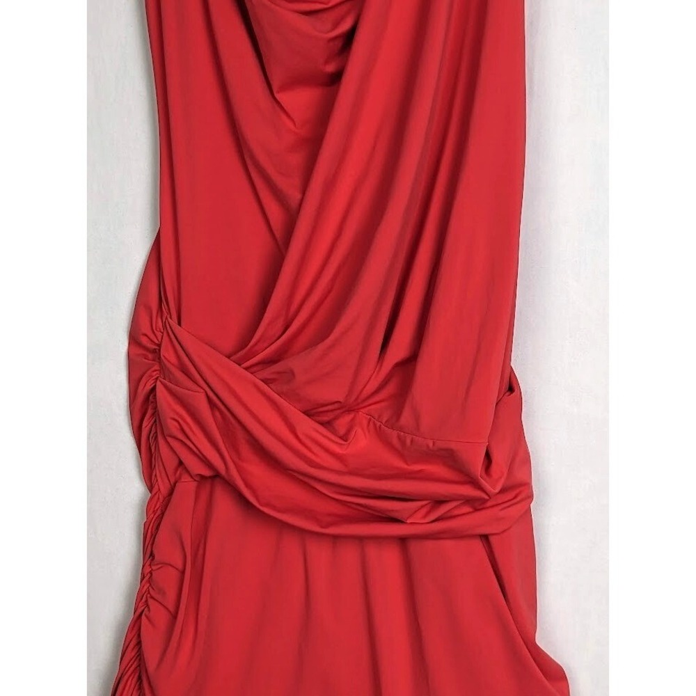 Audio Visual Womens Medium Orange Draped Ruched Cocktail Party Dress - Picture 4 of 8